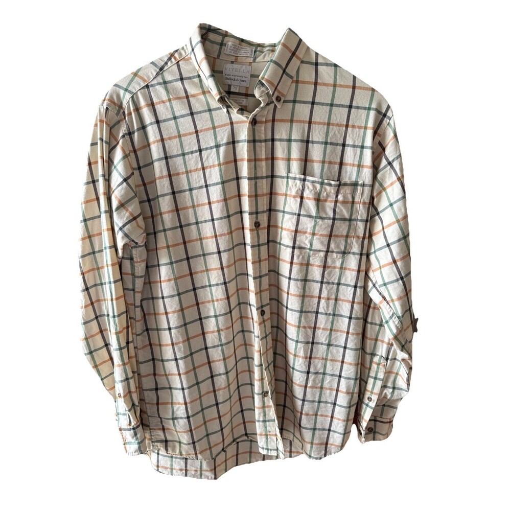 Vtg 90s Viyella Bullock & Jones Shirt Large Tartan Plaid Flannel Wool USA